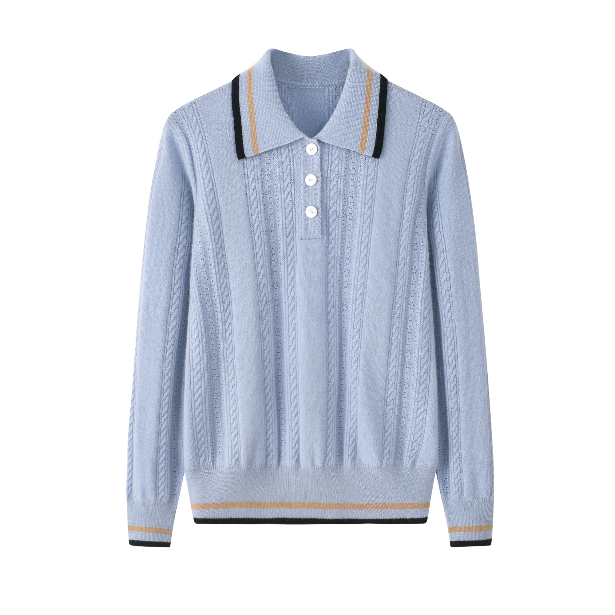 T-shirt Collar Cable-knit Sweatshirt