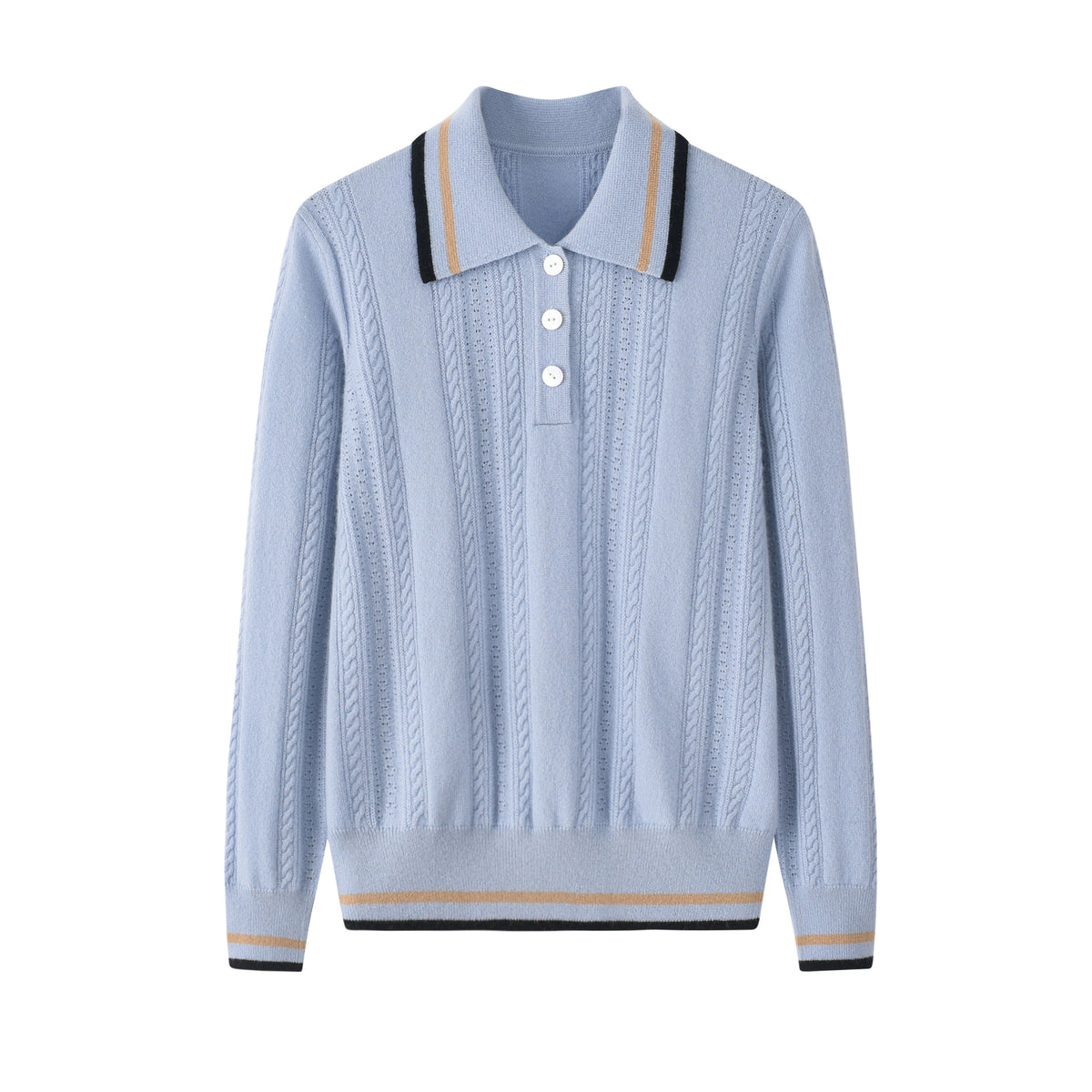 T-shirt Collar Cable-knit Sweatshirt