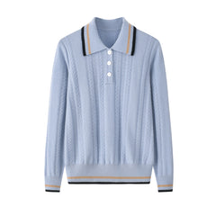 T-shirt Collar Cable-knit Sweatshirt