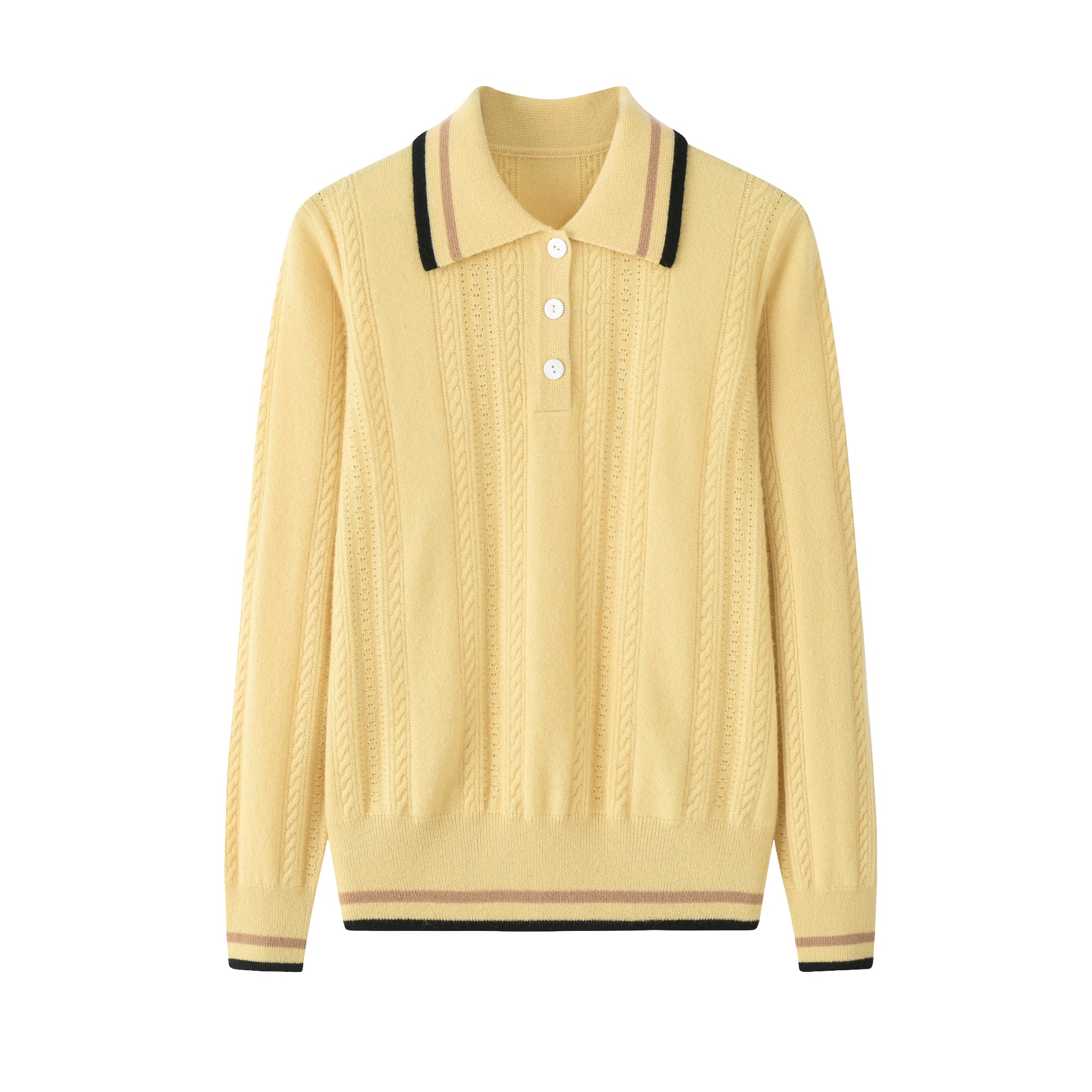 T-shirt Collar Cable-knit Sweatshirt