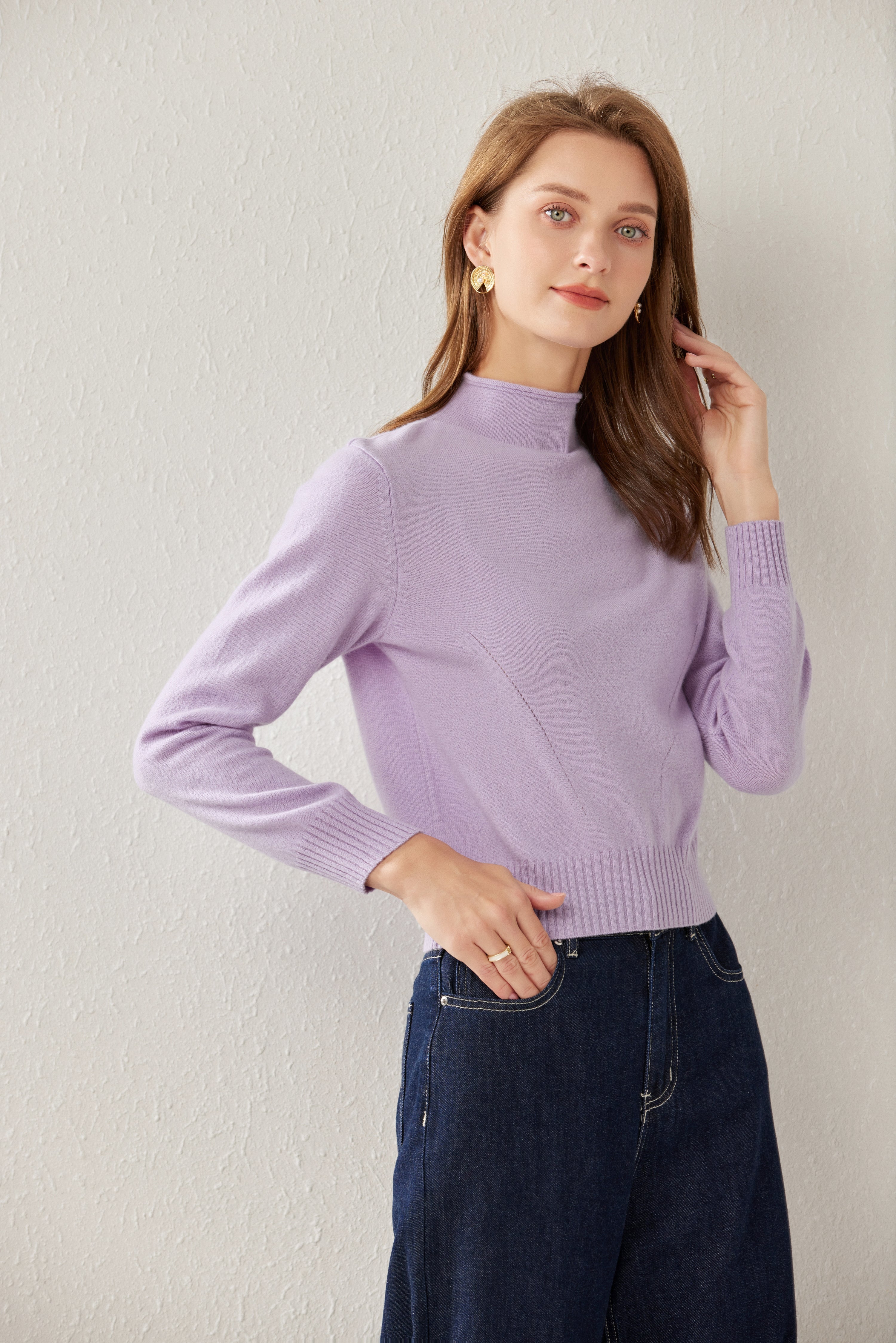 Mesh Pullover With Self Neck Collar