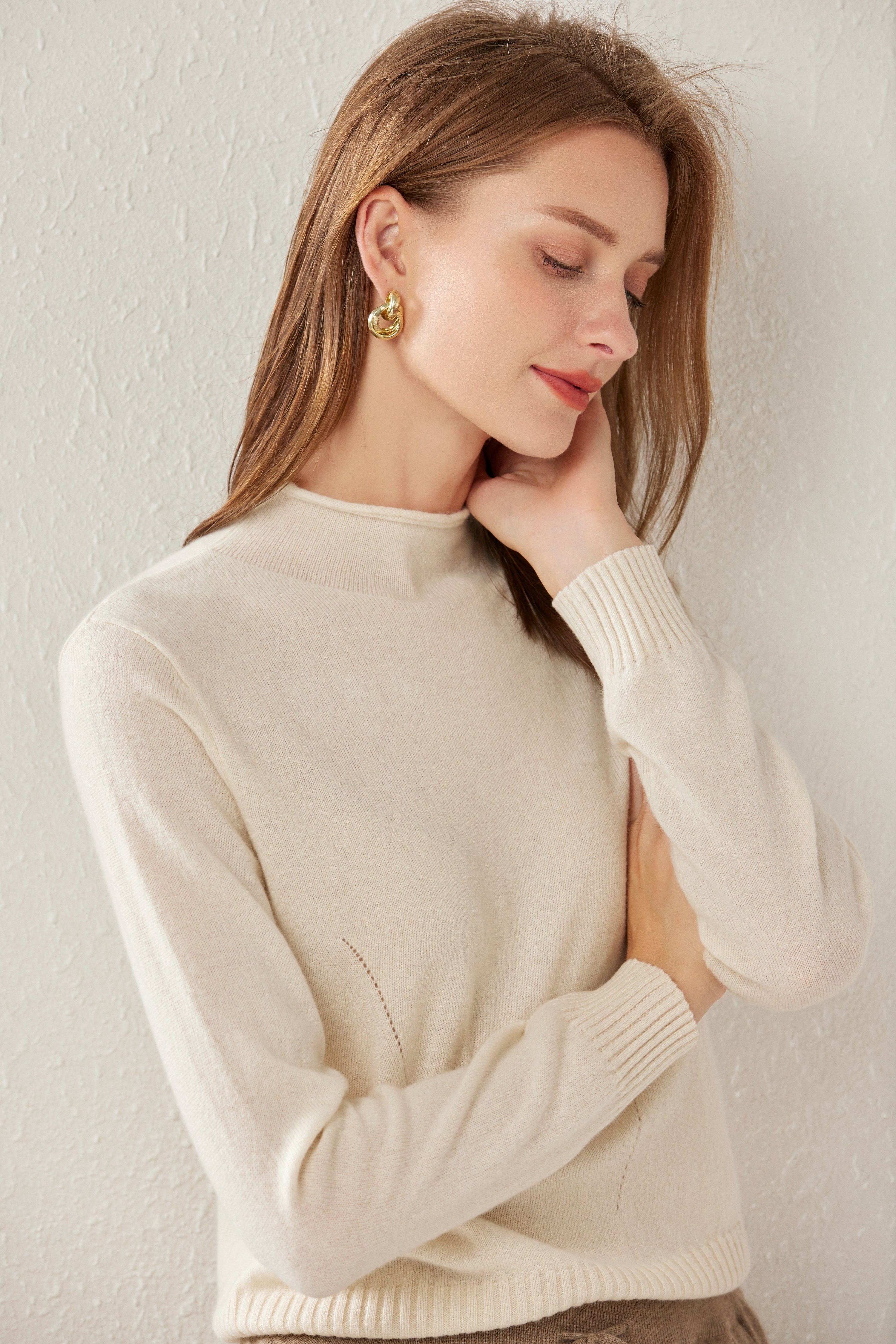 Mesh Pullover With Self Neck Collar